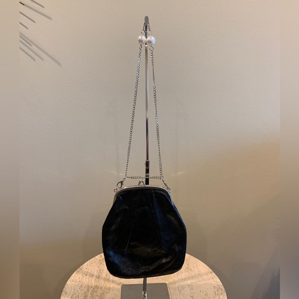 HOBO Black Shoulder Bag with Silver Chain
